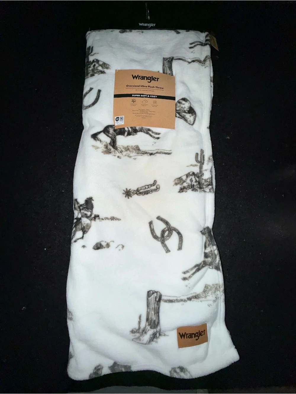 NEW Wrangler 60x70” OVERSIZED ULTRA PLUSH THROW WESTERN COWBOY HORSE BOOTS THEME